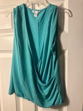 Athleta Teal Draped Sleeveless Wrap-Front top